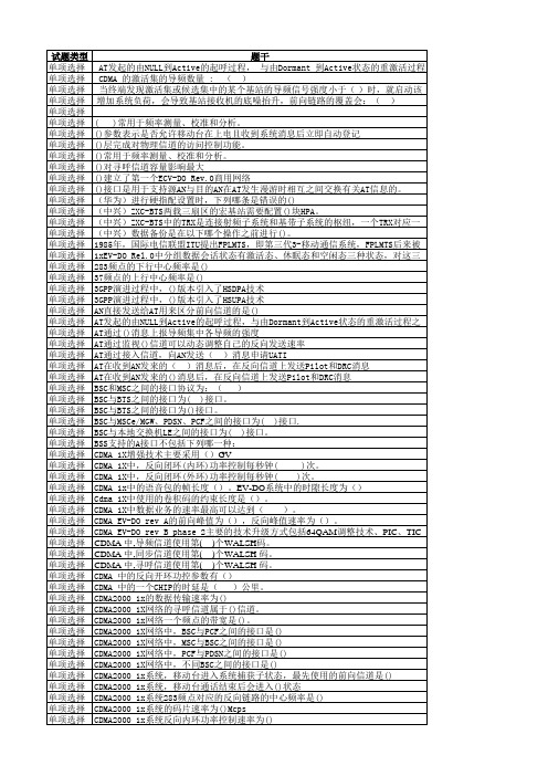 CDMA代维资质认证考试题库