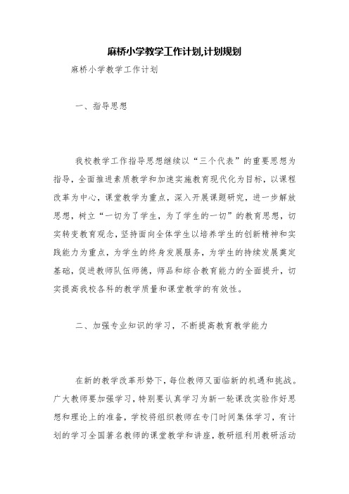 麻桥小学教学工作计划,计划规划【精品范文】