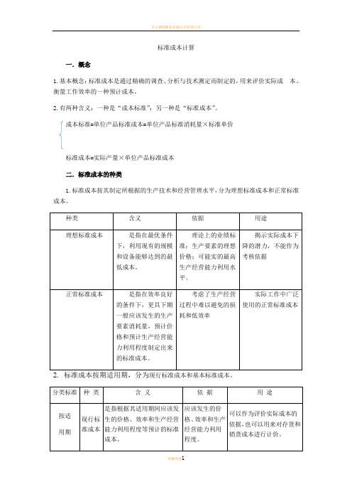 标准成本计算