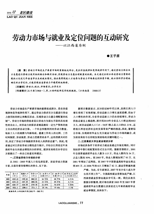 劳动力市场与就业及定位问题的互动研究——以江西省为例