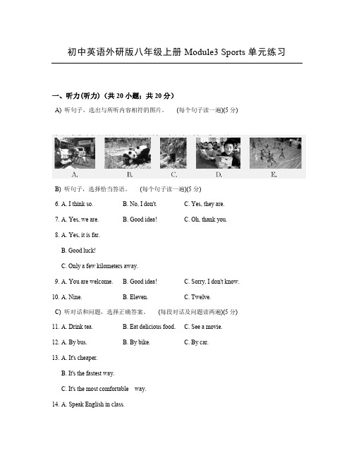 初中英语外研版八年级上册Module3 Sports单元练习