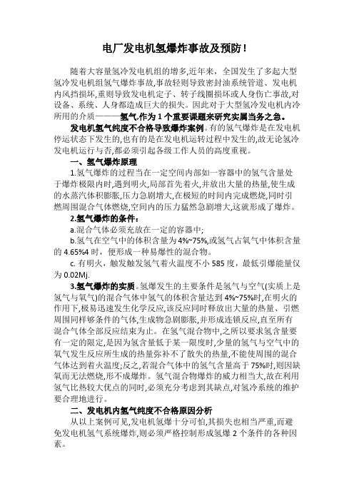 电厂发电机氢爆炸事故及预防