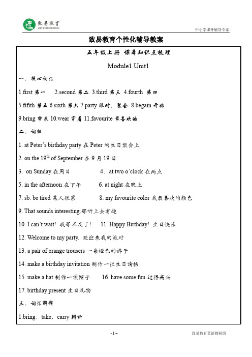 上海牛津英语5年级上册 知识点梳理超全5A M1-M4(word文档良心出品)