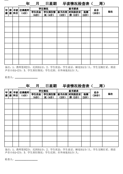 早读检查量化表