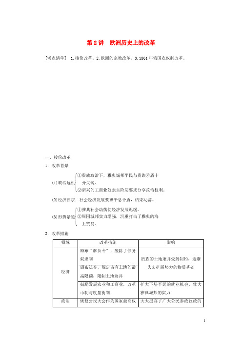高考历史一轮复习讲义 (知识整合+重点深化+探究命题+课时训练)第2讲 欧洲历史上的改革(含解析) 
