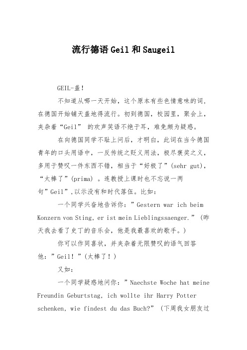 流行德语Geil和Saugeil