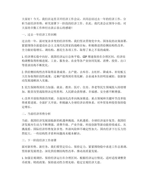 经济会议讨论总结发言稿