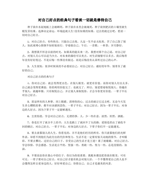 对自己好点的经典句子看淡一切就是善待自己