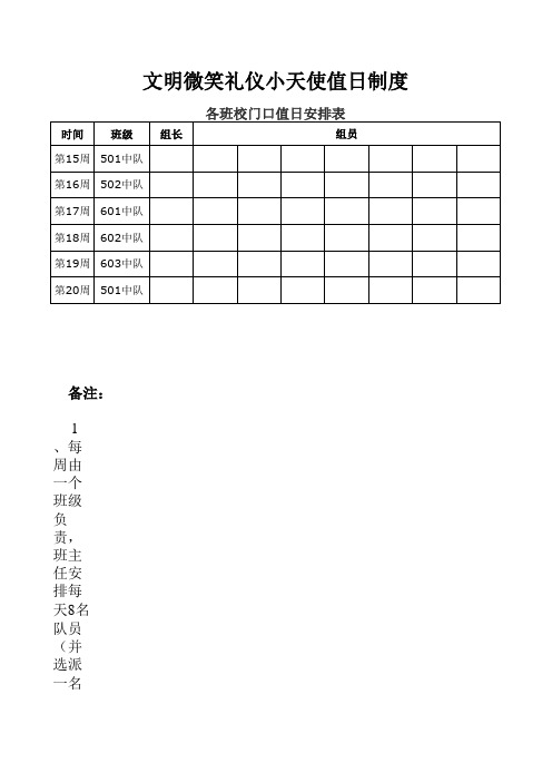 文明微笑礼仪小天使值日制度
