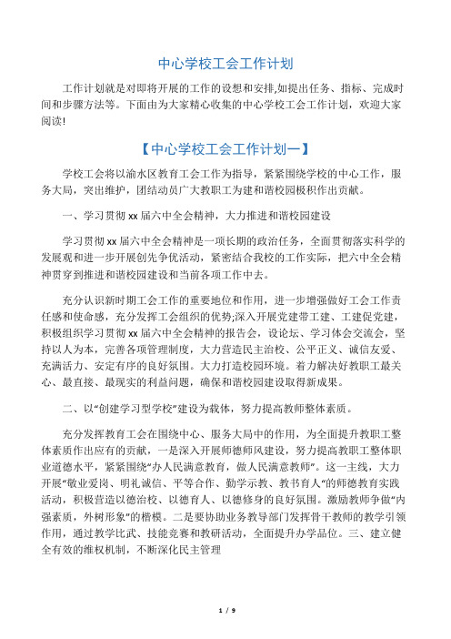 中心学校工会工作计划