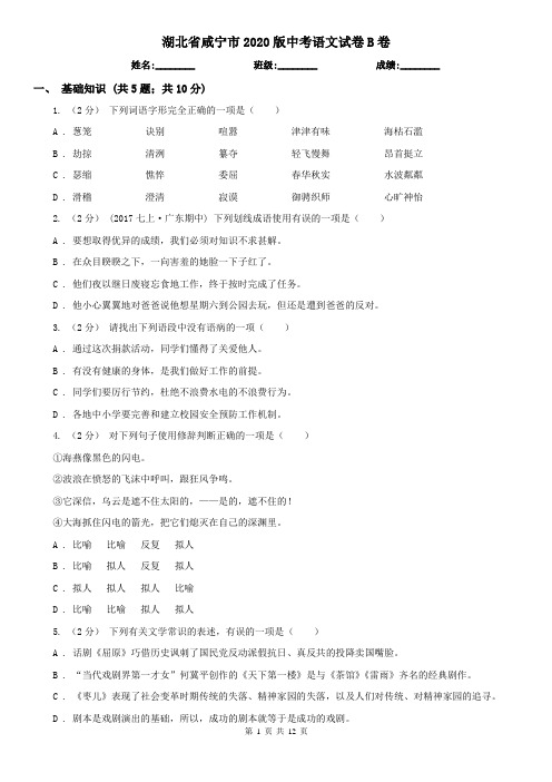 湖北省咸宁市2020版中考语文试卷B卷