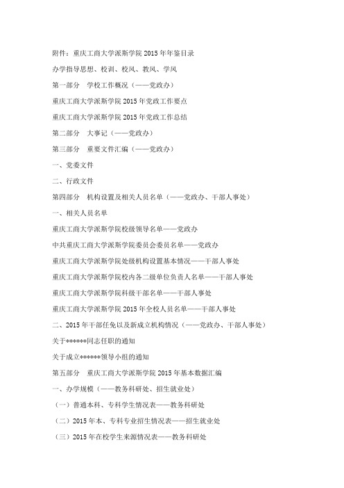 《重庆工商大学派斯学院2015年鉴编写目录》.doc