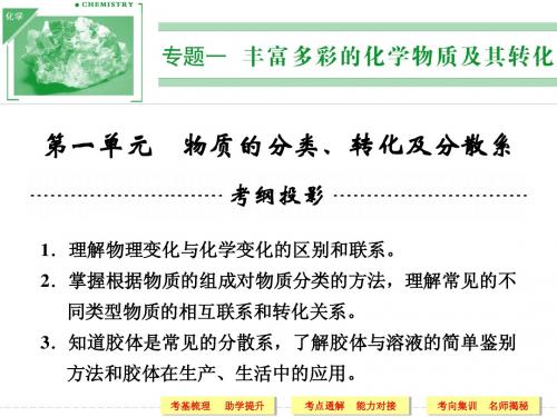 2014高考化学一轮复习专题一 第一单元 物质的分类、转化及分散系