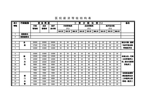 医院薪资等级结构表