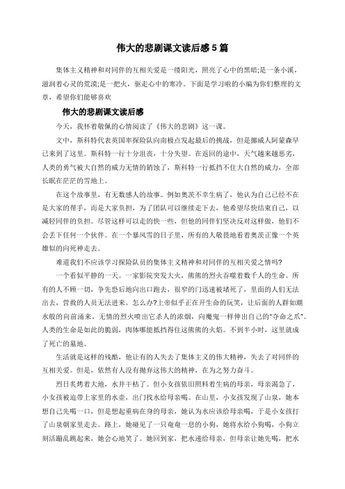 伟大的悲剧课文读后感5篇