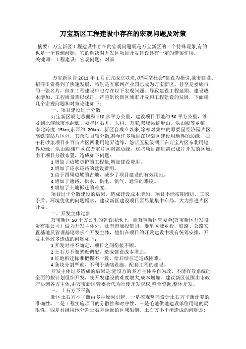 万宝新区工程建设中存在的宏观问题及对策