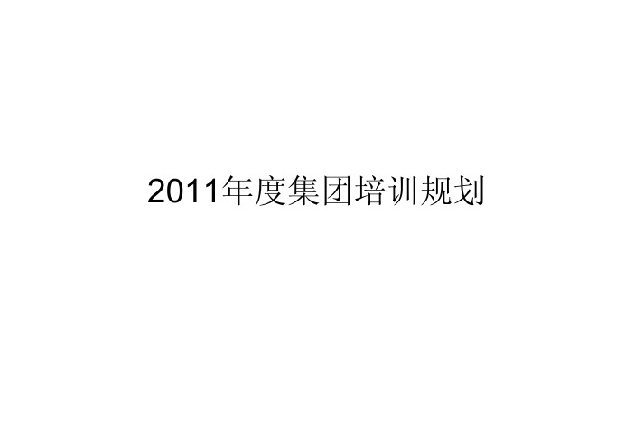 2011年度集团培训规划