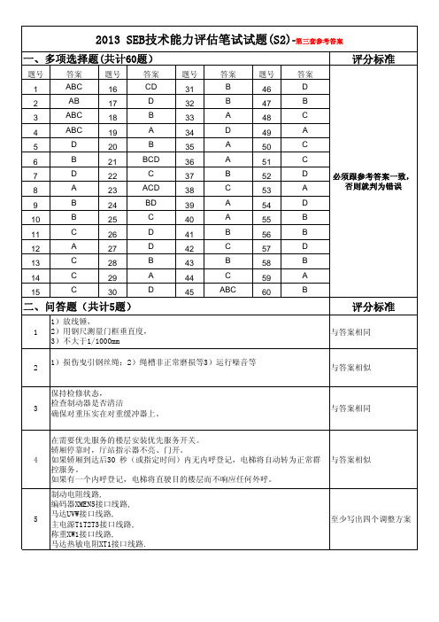 3 2013技术能力评估笔试 (S2)第三套-参考答案
