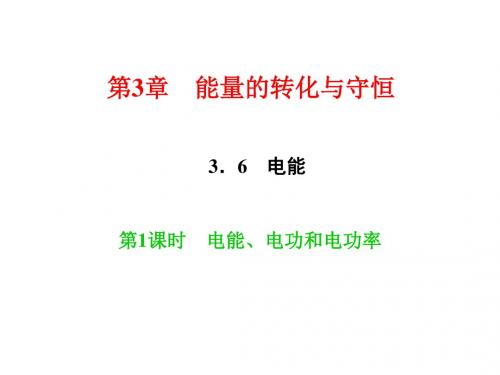 新浙教版九年级科学上册习题课件：3.6 电能 第1课时 电能、电功和电功率