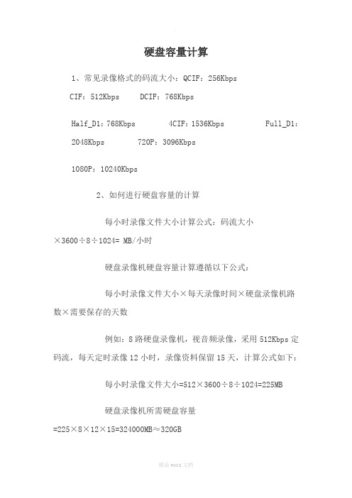 监控录像机所需硬盘大小计算方法