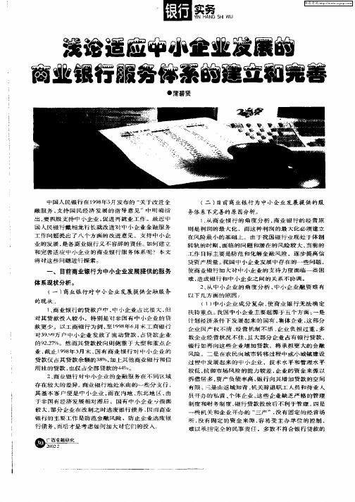 浅论适应中小企业发展的商业银行服务体系的建立和完善