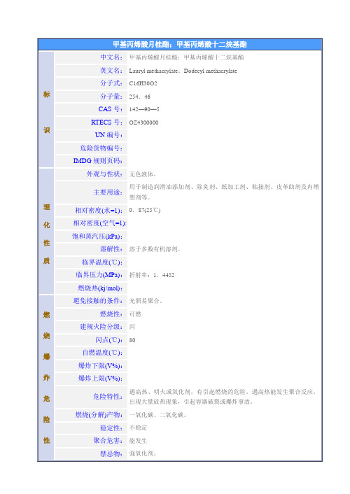 甲基丙烯酸月桂酯;甲基丙烯酸十二烷基酯
