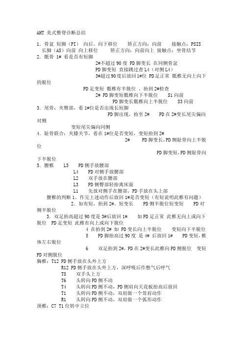 AHT 美式整脊诊断总结