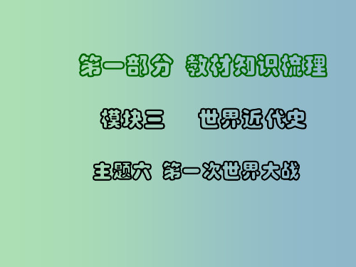 中考历史总复习 第一部分 教材知识梳理 模块三 世界近代史 主题六 第一次世界大战 北师大版