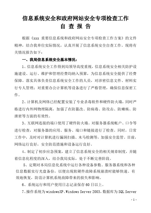 信息检查自查报告