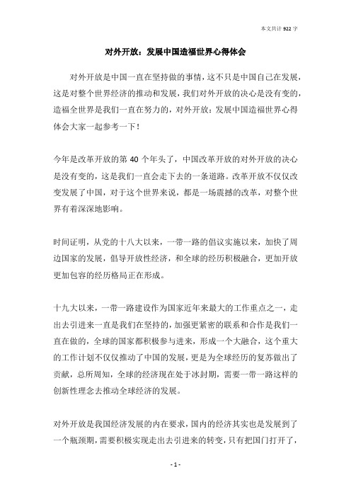 对外开放：发展中国造福世界心得体会