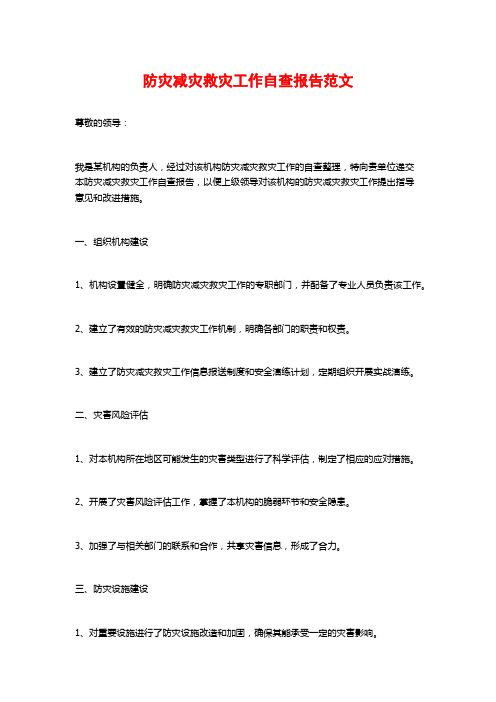 防灾减灾救灾工作自查报告范文 (2)