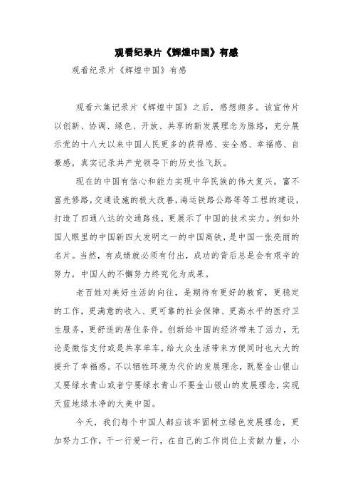 观看纪录片《辉煌中国》有感【精品范文】