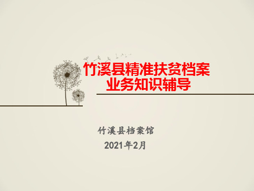 (新)精准扶贫档案业务知识辅导2021.02