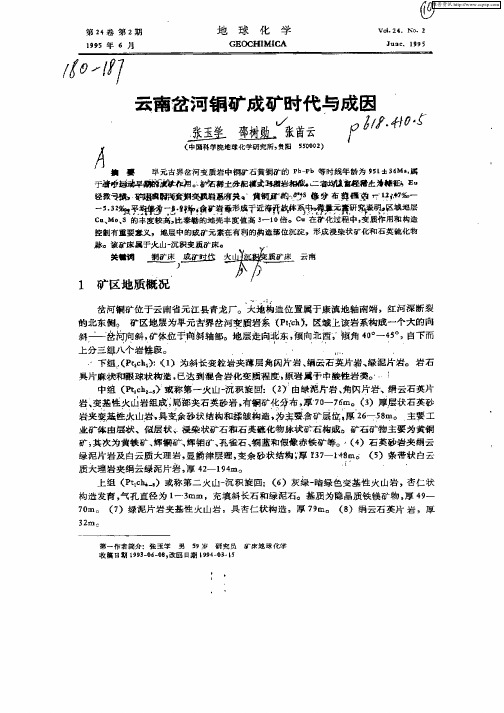 云南岔河铜矿成矿时代与成因