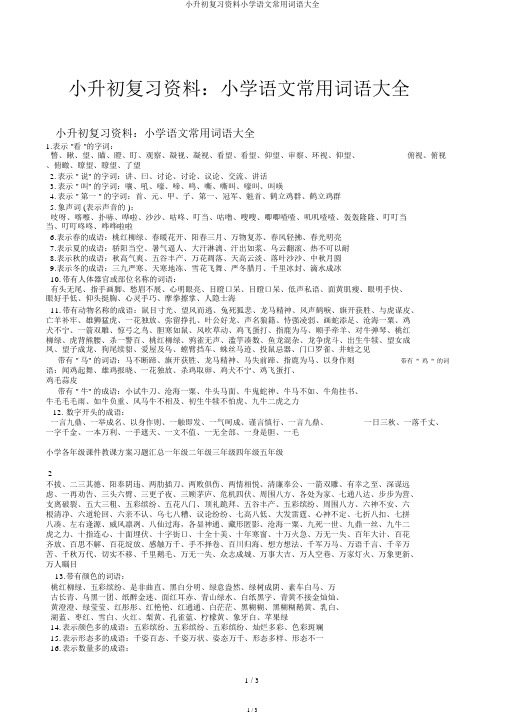 小升初复习资料小学语文常用词语大全