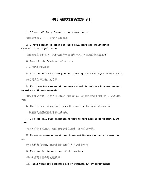 关于写成功的英文好句子