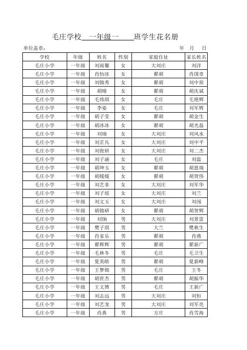 毛庄小学花名册