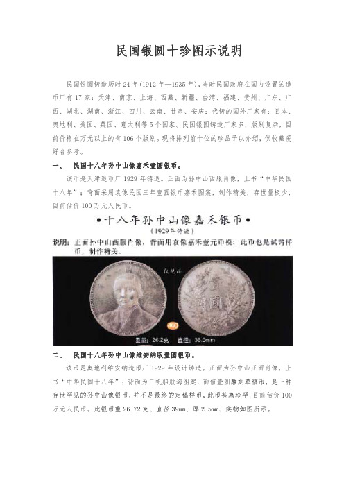 民国银圆十珍图示说明