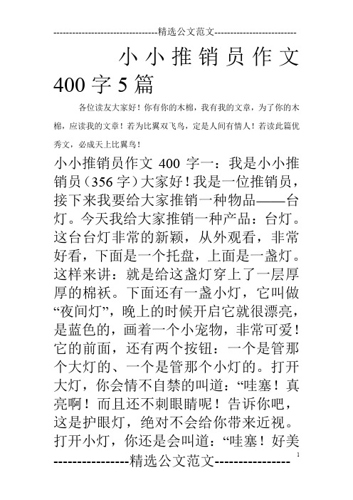 小小推销员作文400字5篇