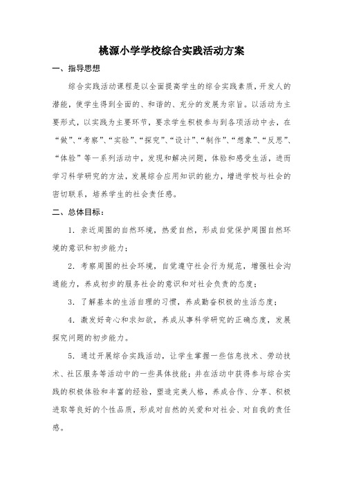 桃源小学学校综合实践活动方案