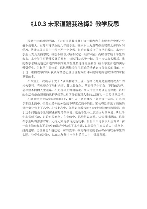 《10.3未来道路我选择》教学反思