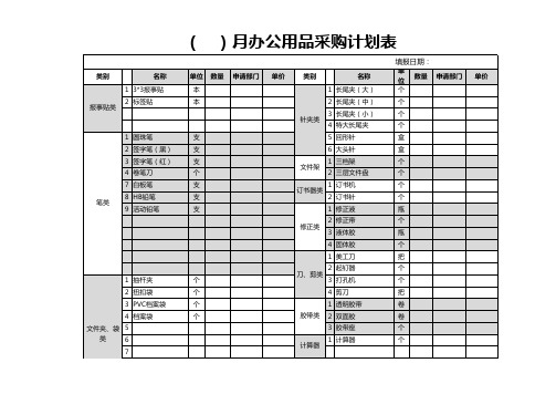 办公用品采购计划表