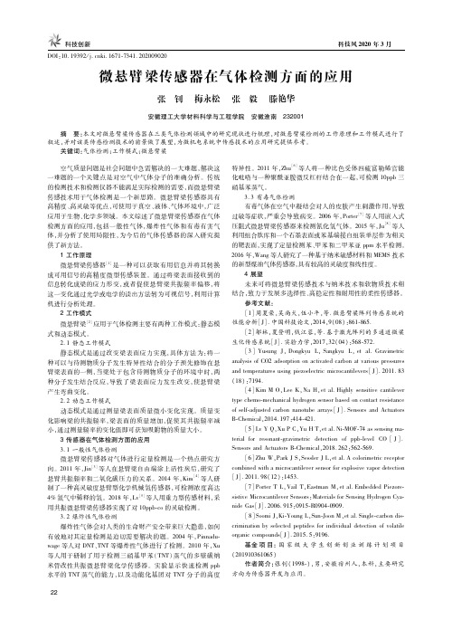 微悬臂梁传感器在气体检测方面的应用