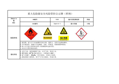 工贸企业重大危险源公示牌