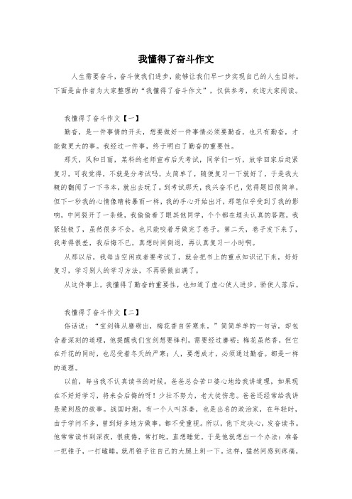 我懂得了奋斗作文