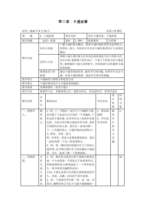 第二课时 卡通故事 编绘故事