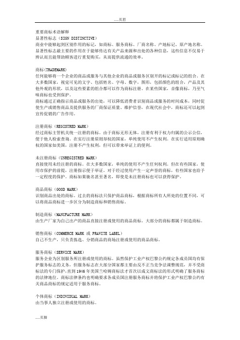 重要商标术语解释