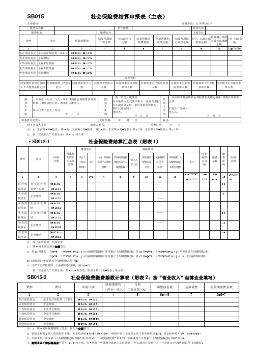 社会保险费结算申报表主表)