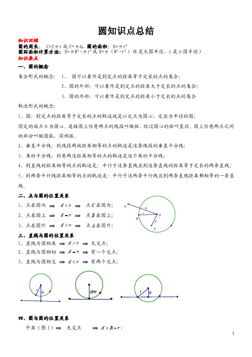 九年级数学圆的知识点复习总结大全