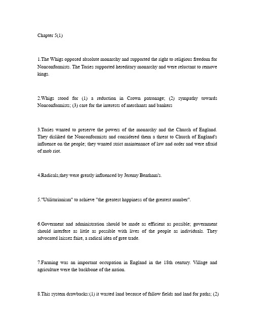 英美国家概况课文要点---Chapter 5
